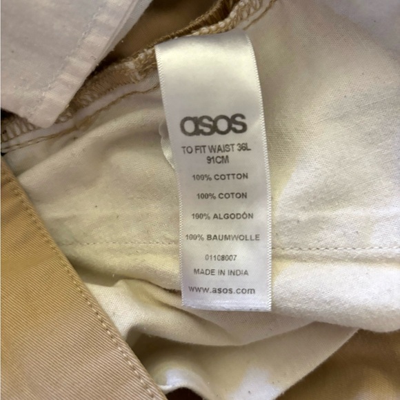 ASOS Men’s Khaki Slim Leg Pants 4 Button Fly Slant Front Pockets 38 in Waist - Picture 5 of 5